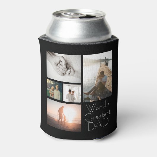 世界で最も偉大なパパ家族の子ども5写真コラージュ 缶クーラー (缶裏面)