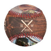 世界で最も偉大なパパ木目モノグラム&写真 野球ボール (裏面)