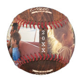 世界で最も偉大なパパ木目モノグラム&写真 野球ボール (正面)