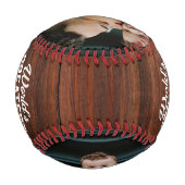 世界で最も偉大なパパ木製フォトファーザーズデイギフト 野球ボール (裏面)