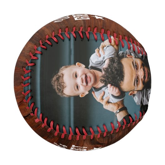 世界で最も偉大なパパ木製フォトファーザーズデイギフト 野球ボール (正面左)