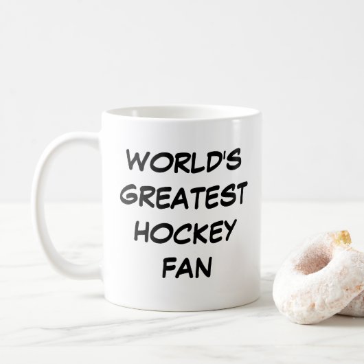 「世界で最も偉大なホッケーファン」マグカップ コーヒーマグカップ (ドーナツ)