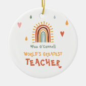 世界で最も偉大な先生ギフトボホレインボー セラミックオーナメント (正面)