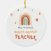 世界で最も偉大な先生ギフトボホレインボー セラミックオーナメント (裏面)