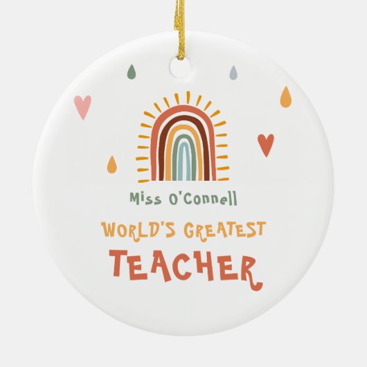 世界で最も偉大な先生ギフトボホレインボー セラミックオーナメント (裏面)