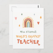 世界で最も偉大な先生ギフトボホレインボー ポストカード (正面/裏面)