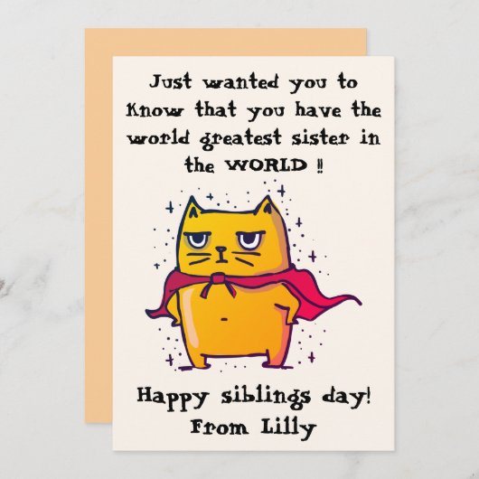 世界で最も偉大な姉妹 | 兄弟の日おめでとうございます カード (正面/裏面)