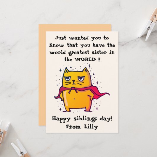世界で最も偉大な姉妹 | 兄弟の日おめでとう カード (正面/裏面インサイチュ)