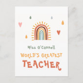 世界で最も偉大な教師へのギフト ボヘミアンレインボー ポストカード (正面)