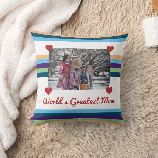 世界で最も偉大な母がフォトカラーバンドを愛する クッション (ブランケット)