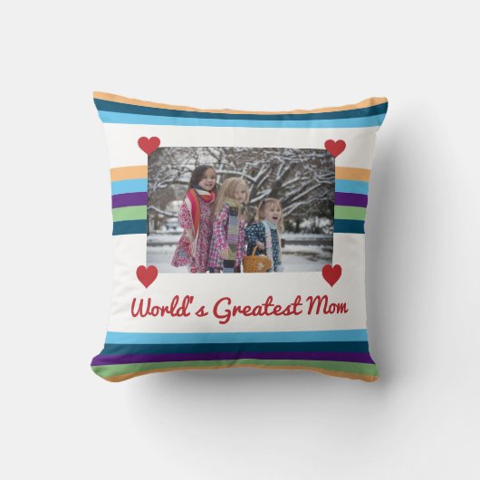 世界で最も偉大な母がフォトカラーバンドを愛する クッション (正面)