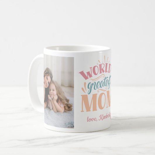 世界で最も偉大な母のパーソナライズされた写真 コーヒーマグカップ (正面左)