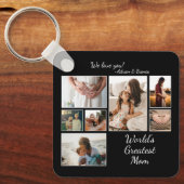 世界で最も偉大な母の家族の子ども7写真コラージュ キーホルダー (正面)