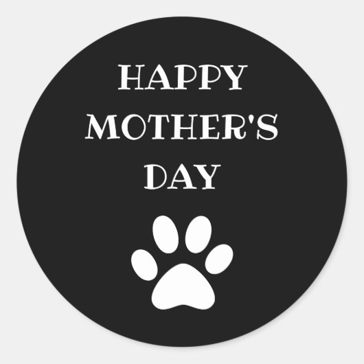 世界で最も偉大な犬のお母さんへ ハッピーマザーズデイ テキスト ラウンドシール (正面)