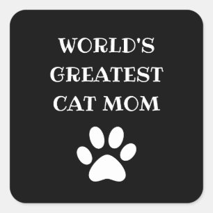 世界で最も偉大な猫ママ オーダーメイド テキスト スクエアシール
