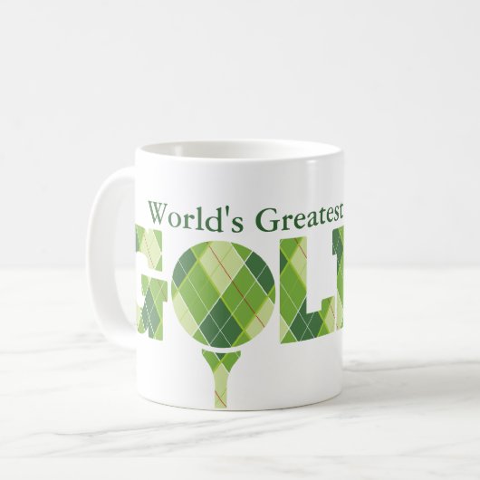 世界で最も偉大な甥とゴルファーのおもしろいゴルフ用マグカップ コーヒーマグカップ (正面左)