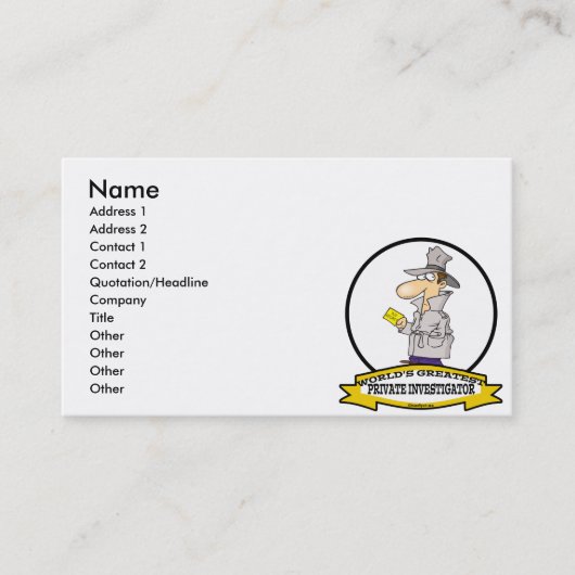 世界で最も偉大な私立探偵の男性の漫画 名刺 (正面)