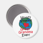 世界で最も偉大な素晴らしおばあちゃんハート マグネット (正面/裏面)