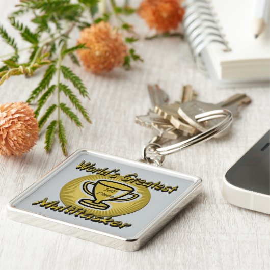 世界で最も偉大数々のな味のトロフィーのキーチェーン キーホルダー (側面)