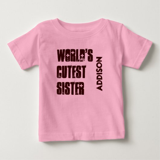 世界で最も可愛い姉妹名前をカスタムする ベビーTシャツ (正面)