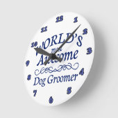 世界で最も多い素晴らし犬トリマー ラウンド壁時計 (傾斜)
