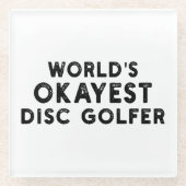 世界で最も大きなディスクゴルファーのディスクゴルフパパ ガラスコースター (正面)