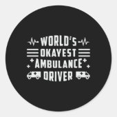 世界で最も大きな救急車の救急医療隊員 おもしろい ラウンドシール (正面)