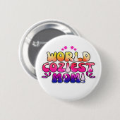 世界で最も居心地の良い母 – カラフルフローラレトロ 缶バッジ (正面&裏面)