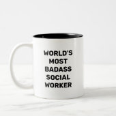 世界で最も悪いソーシャルワーカーコーヒーマグ ツートーンマグカップ (左)