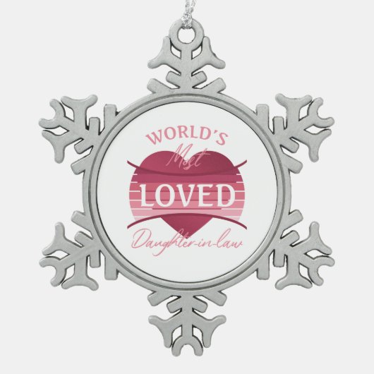 世界で最も愛されている義理の娘 スノーフレークピューターオーナメント (正面)
