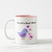 世界で最も最高のなお母さんのかわいい鳥及びひよこのマグ ツートーンマグカップ (左)