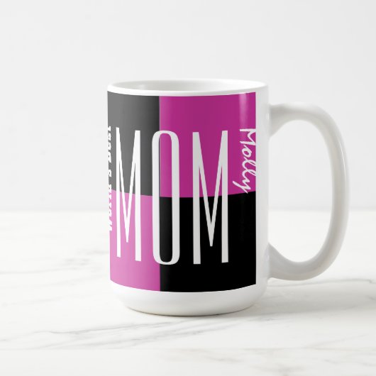 世界で最も最高のなお母さん粋な帝国文字のピンクの黒 マグカップ (右)
