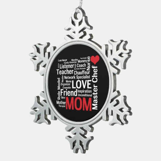 世界で最も最高のなお母さん-母の日か誕生日 スノーフレークピューターオーナメント (右)