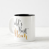 世界で最も最高のなお母さん(金ゴールド)のデザインのための ツートーンマグカップ (正面左)