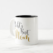 世界で最も最高のなお母さん(金ゴールド) ツートーンマグカップ (正面左)