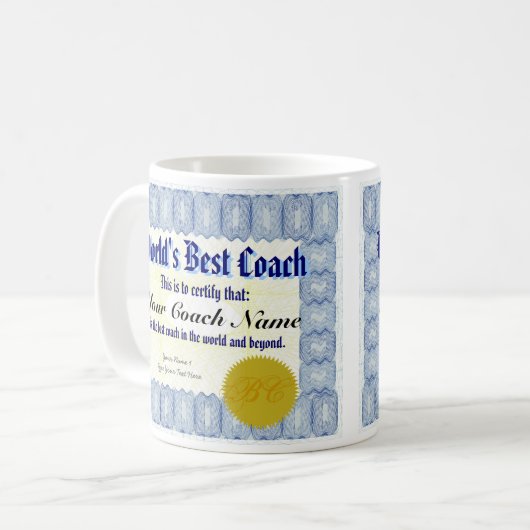 世界で最も最高のなコーチの証明書のマグ コーヒーマグカップ (正面左)