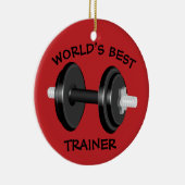 世界で最も最高のなトレーナー2の味方されたバーベルは及び押上ます セラミックオーナメント (右)