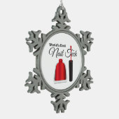 世界で最も最高のなネイリスト スノーフレークピューターオーナメント (左)