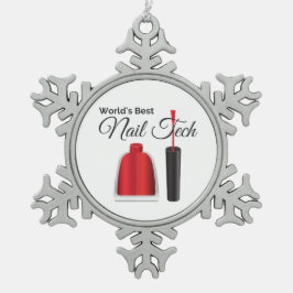 世界で最も最高のなネイリスト スノーフレークピューターオーナメント