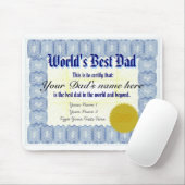世界で最も最高のなパパの証明書のマウスパッドを作って下さい マウスパッド (マウス)