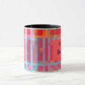 世界で最も最高のなパパ、ピクセル格子縞 マグカップ (中央)