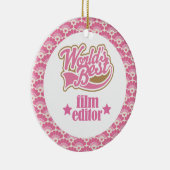 世界で最も最高のなフィルムの編集者のギフトのオーナメント セラミックオーナメント (右)