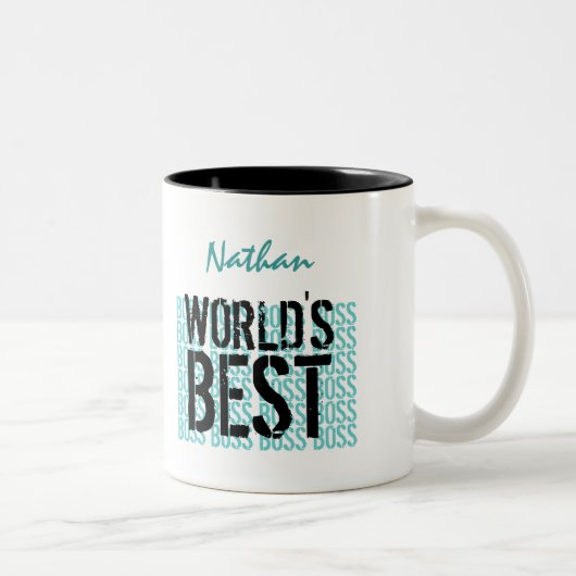 世界で最も最高のなボスの水の黒グランジな文字を入れるG458 ツートーンマグカップ (右)