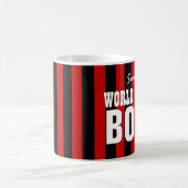 世界で最も最高のなボスの赤い黒のストライプV11B3 コーヒーマグカップ (中央)