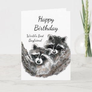 世界で最も最高のなボーイフレンドの誕生日のアライグマ動物 カード
