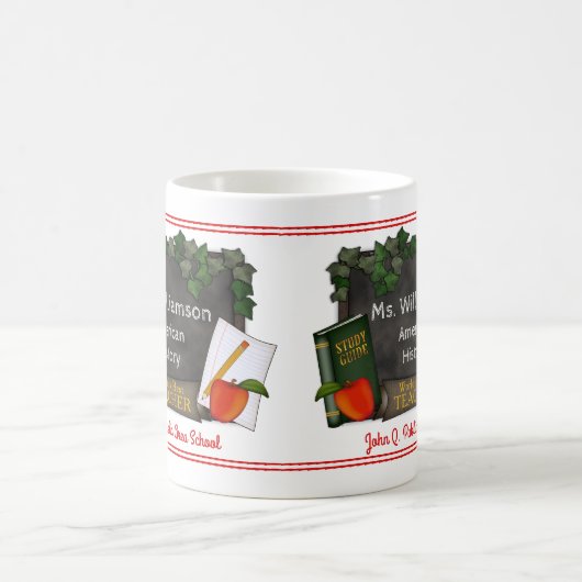 世界で最も最高のな先生の名前|の学校|の主題 コーヒーマグカップ (中央)