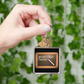 世界で最も最高のな先生の素朴なヴィンテージの学校の石板K キーホルダー (手)