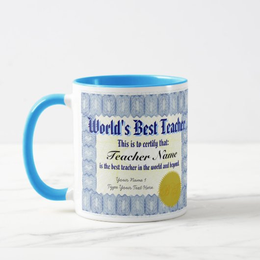 世界で最も最高のな先生の証明書のマグ マグカップ (左)
