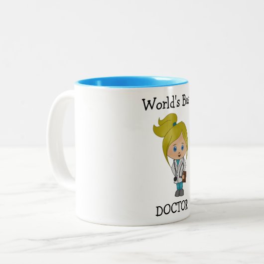 世界で最も最高のな医者、かわいいブロンドの女性 ツートーンマグカップ (正面左)