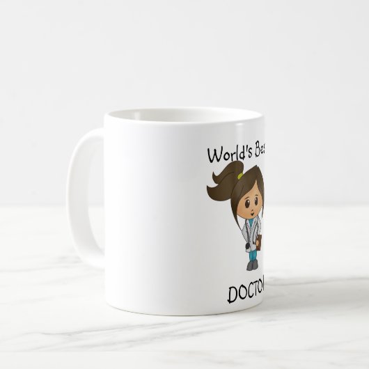 世界で最も最高のな医者-かわいいメスのブルネット コーヒーマグカップ (正面左)